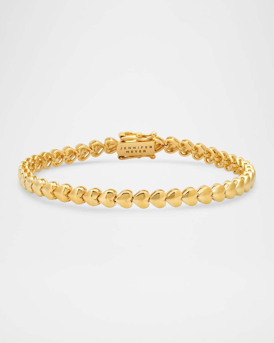 18K Yellow Gold Heart Tennis Bracelet